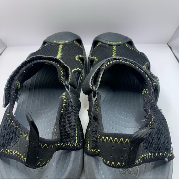 CROCS #15041 BLACK NYLON HOOK LOOP CLOSURE COMFORT FISHING SPORT SANDALS  12 - Picture 10 of 10
